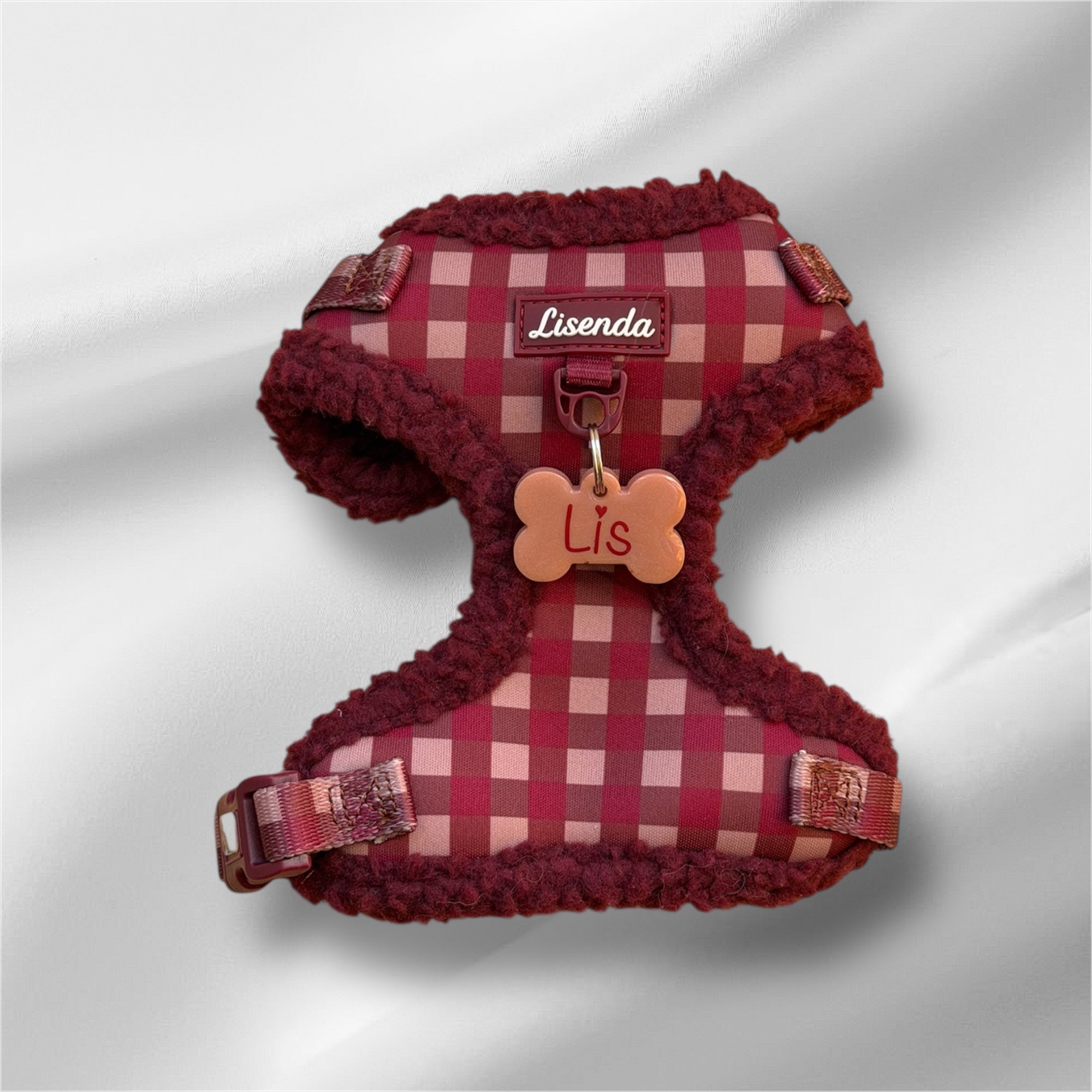 Pack arnés ajustable Red Velvet + Chapita identificativa