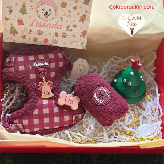 Cajita navideña Arnés + Porta bolsas Red Velvet